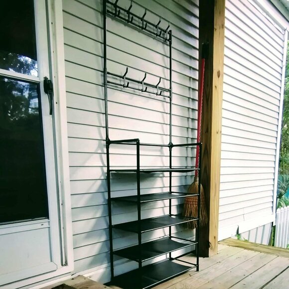 Brand New Carbon Steel 5 layer Shoe / Coat Rack- Black - Picture 1 of 4